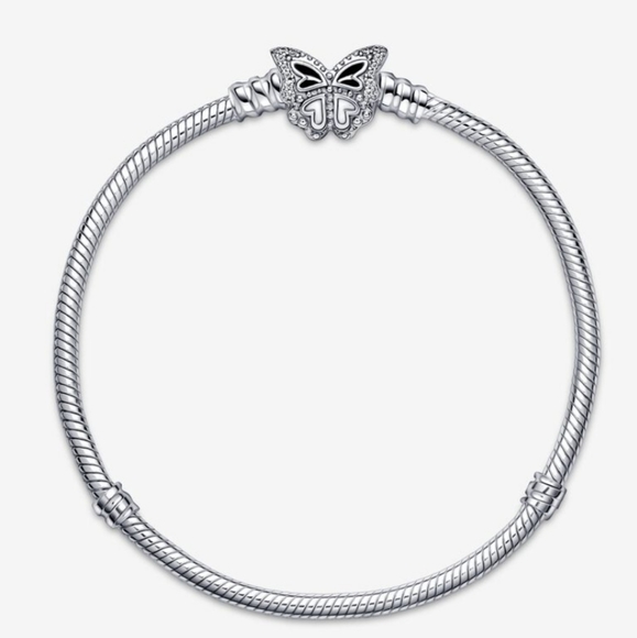Pandora Moments Butterfly Clasp Snake Chain Bracelet 7.5 IN
